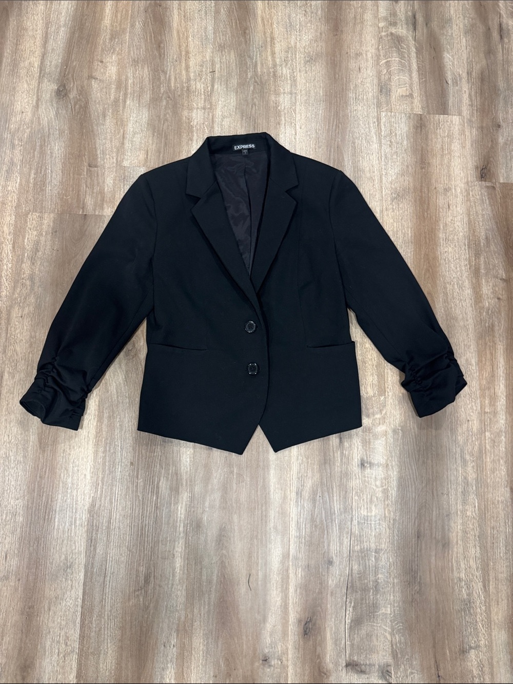 Express Black Women's Ruched-Sleeve Blazer